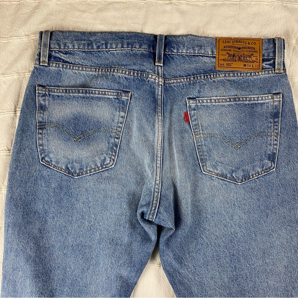 Levi's 502 x Justin Timberlake Fresh Leaves Jeans Men's 34x32 Blue Distressed - Picture 6 of 15